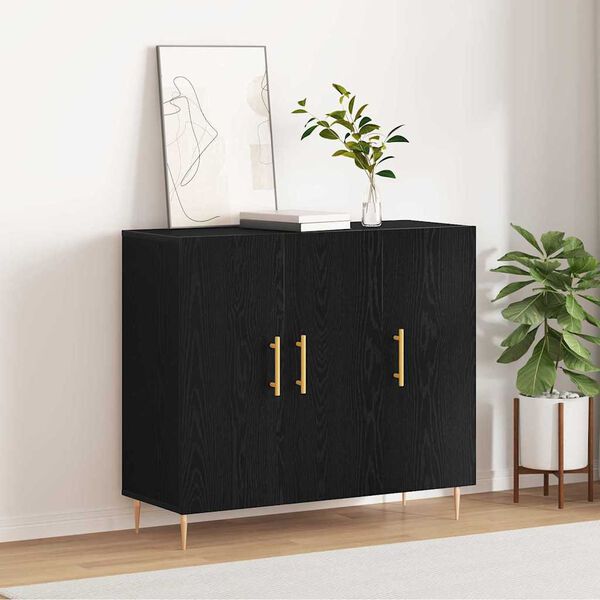 vidaXL Buffet Ch&ecirc;ne noir 90 x 34 x 80 cm Bois d'ing&eacute;nierie