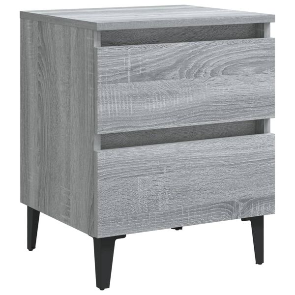 vidaXL Table de chevet avec pieds en m&eacute;tal Sonoma gris 40x35x50 cm