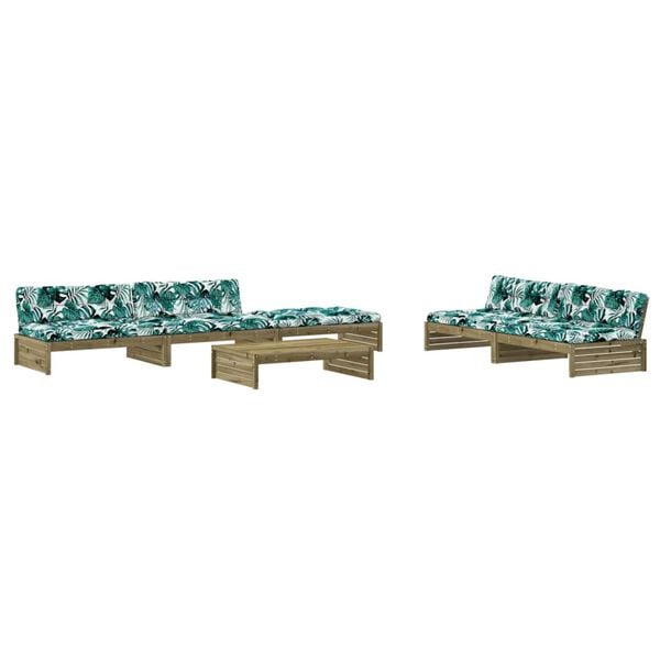 vidaXL Salon de jardin 6 pcs avec coussins bois de pin impr&eacute;gn&eacute;