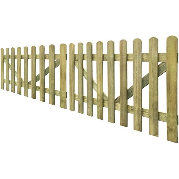 vidaXL Portail de cl&ocirc;ture &agrave; piquets 2 pcs Bois impr&eacute;gn&eacute; 300x100 cm