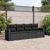 vidaXL Salon de jardin 4 pcs avec coussins noir r&eacute;sine tress&eacute;e