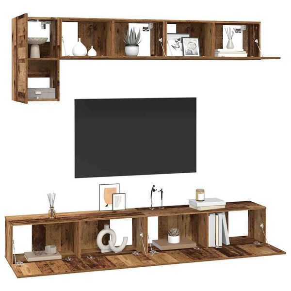 vidaXL Ensemble meuble TV 5 pcs Bois Ancien Bois d'ing&eacute;nierie