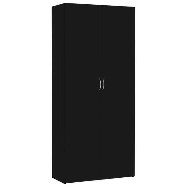 vidaXL Armoire de rangement noir 80x35,5x180 cm bois d'ingénierie