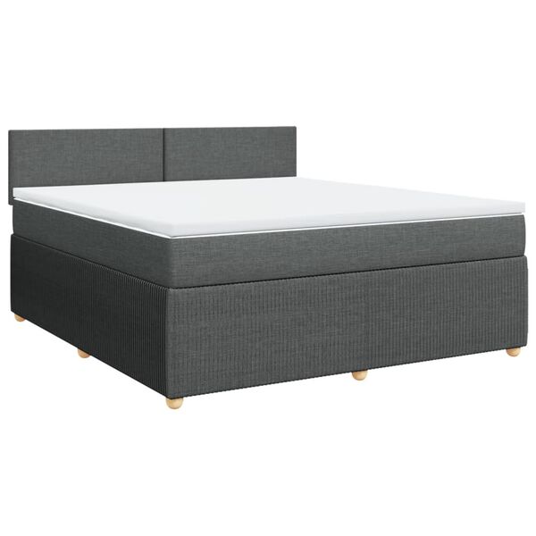 vidaXL Sommier &agrave; lattes de lit avec matelas Gris fonc&eacute; 180x200cm Tissu