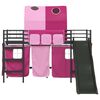 vidaXL Lit mezzanine pour enfants Noir et rose 99,5 x 190 cm M&eacute;tал