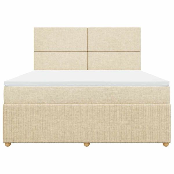 vidaXL Sommier &agrave; lattes de lit avec matelas Cr&egrave;me 180x200 cm Tissu