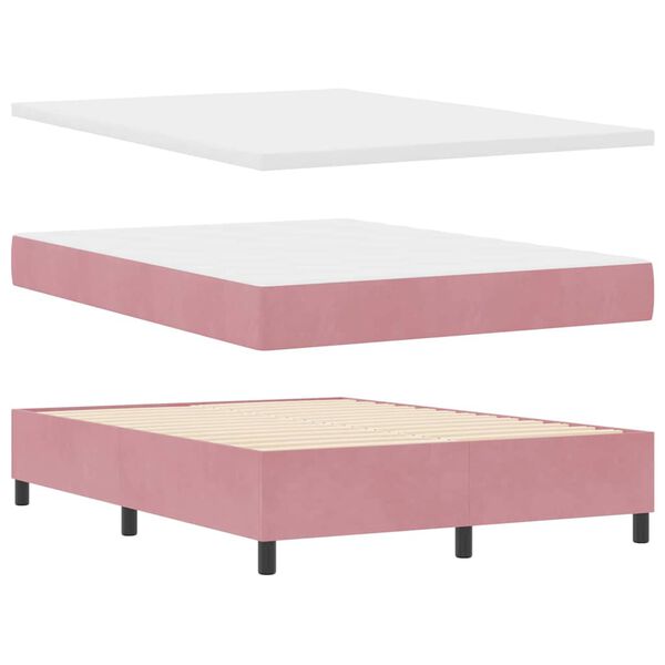 vidaXL Lit &agrave; ressorts avec matelas Rose 140 x 190 cm Velours