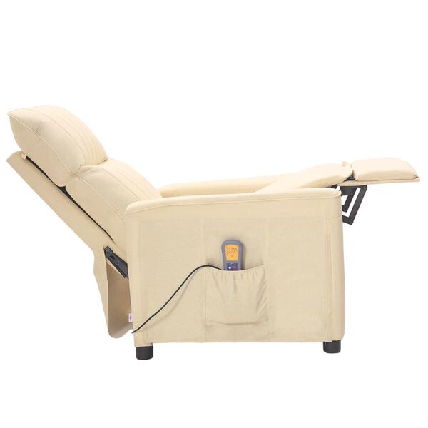 vidaXL Fauteuil de massage Crème Tissu