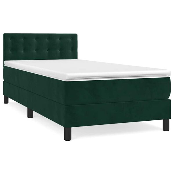 vidaXL Sommier &agrave; lattes de lit et matelas Vert fonc&eacute; 80x200 cm Velours