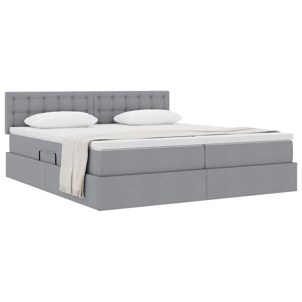 vidaXL Lit de Rangement Gris clair 200 x 200 cm Cuir synth&eacute;tique