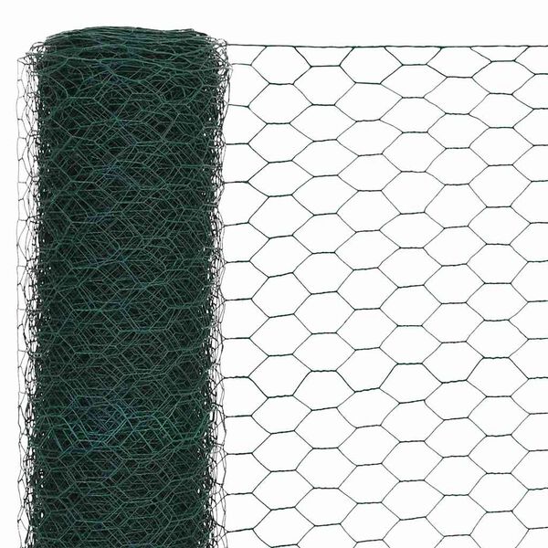 vidaXL Grillage Acier avec rev&ecirc;tement en PVC 25x1,5 m Vert
