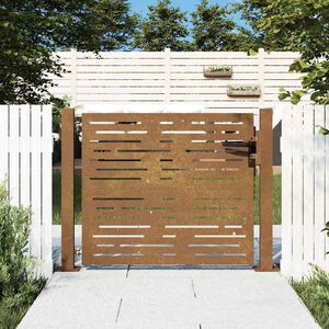 vidaXL Portail de jardin 100x75 cm en acier Corten, design carr&eacute;