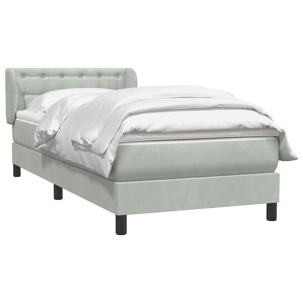 vidaXL Sommier &agrave; lattes de lit et matelas gris clair 80x220 cm velours