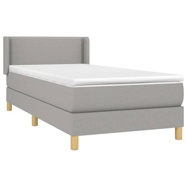 vidaXL Sommier &agrave; lattes de lit avec matelas Gris clair 80x200 cm Tissu