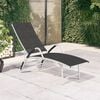 vidaXL Chaise longue Textil&egrave;ne et aluminium Noir