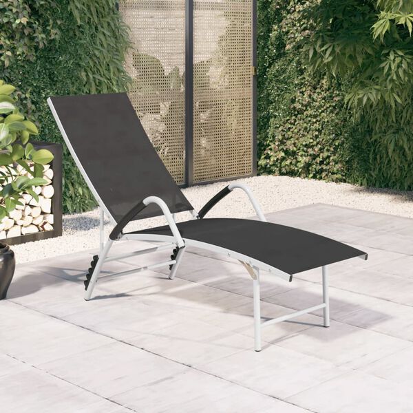 vidaXL Chaise longue Textil&egrave;ne et aluminium Noir