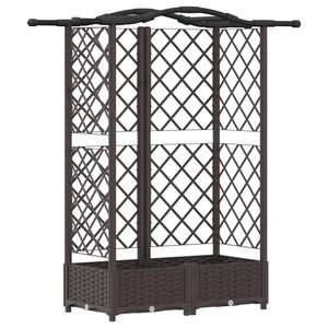 vidaXL Lit &Eacute;lev&eacute; avec Treillis et Toit Marron 124 x 40 x 126 cm PP