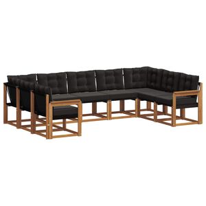 vidaXL Ensemble de canap&eacute;s d'ext&eacute;rieur 9 pcs Naturel et Noir