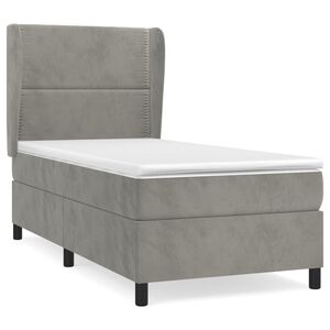 vidaXL Sommier &agrave; lattes de lit et matelas Gris clair 80x200 cm Velours