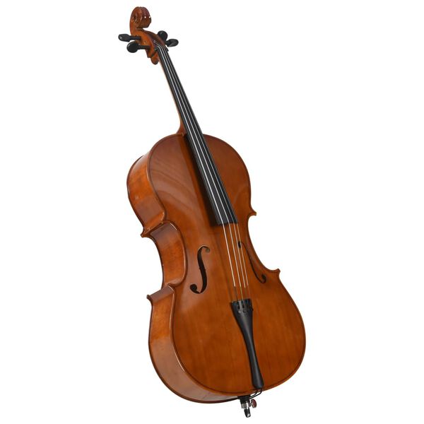 vidaXL Jeu de violoncelle sac arc en cheveux naturels bois foncé 4/4