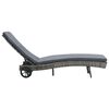 vidaXL Chaise longue avec roues et coussin R&eacute;sine tress&eacute;e Anthracite