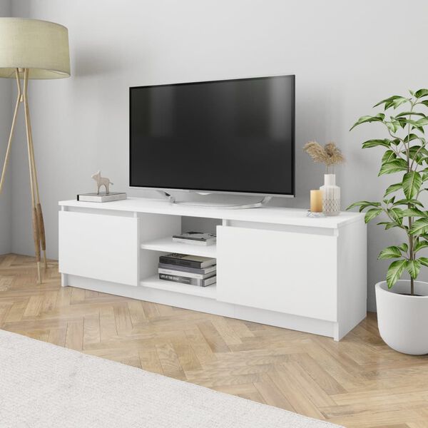 vidaXL Meuble TV Blanc 120x30x35,5 cm Bois d'ing&eacute;nierie