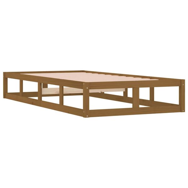 vidaXL Cadre de lit sans matelas marron miel 100x200 cm bois massif