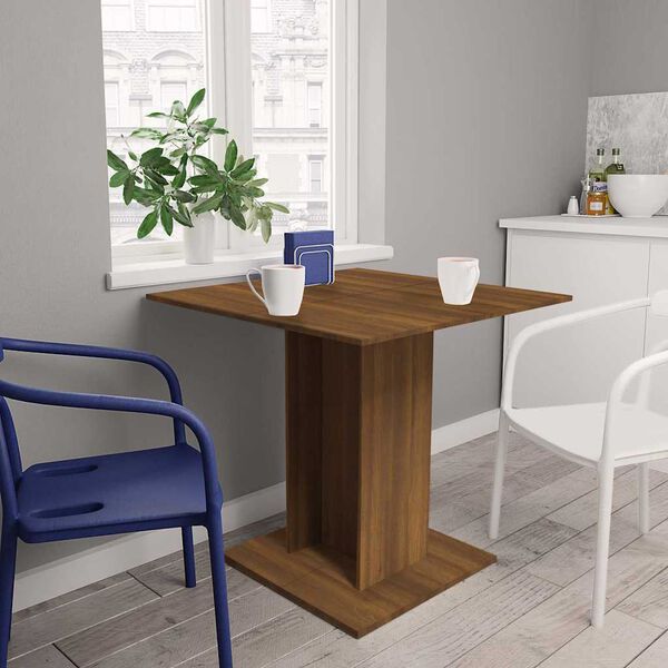 vidaXL Table &agrave; d&icirc;ner Ch&ecirc;ne marron 80x80x75 cm Bois d'ing&eacute;nierie