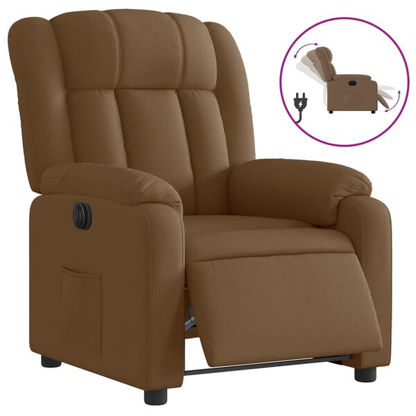 vidaXL Fauteuil inclinable &eacute;lectrique Marron Tissu