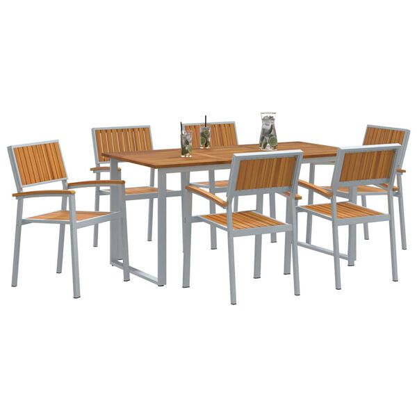 vidaXL Ensemble de salle à manger pour jardin 7 pcs Gris