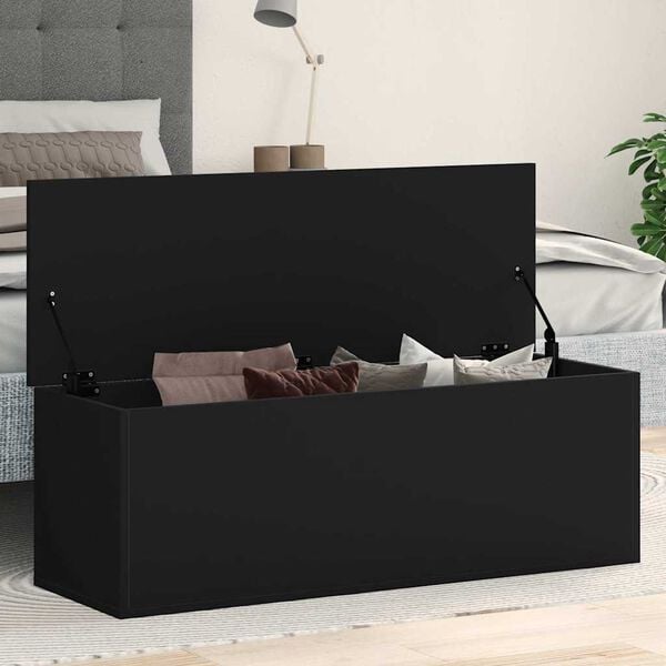 vidaXL Boîte de rangement noir 102x35x35 cm bois d'ingénierie