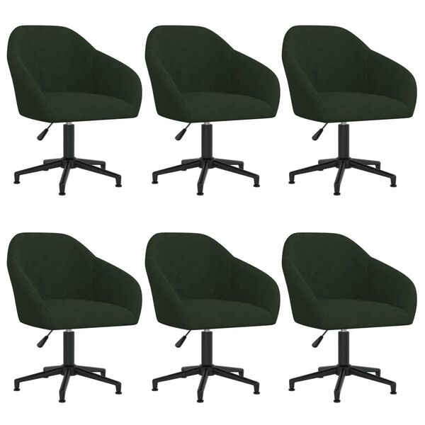vidaXL Chaises pivotantes à manger lot de 6 vert foncé velours