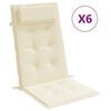 vidaXL Coussins de chaise &agrave; dossier haut lot de 6 cr&egrave;me tissu oxford