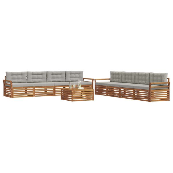 vidaXL Ensemble de canap&eacute;s d'ext&eacute;rieur 9 pcs Gris Naturel et Clair