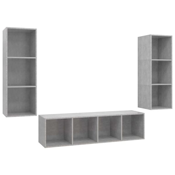 vidaXL Ensemble de meuble TV 3 pcs Gris béton Bois d'ingénierie