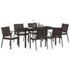 vidaXL Ensemble de salle &agrave; manger pour jardin 7 pcs Marron et Noir