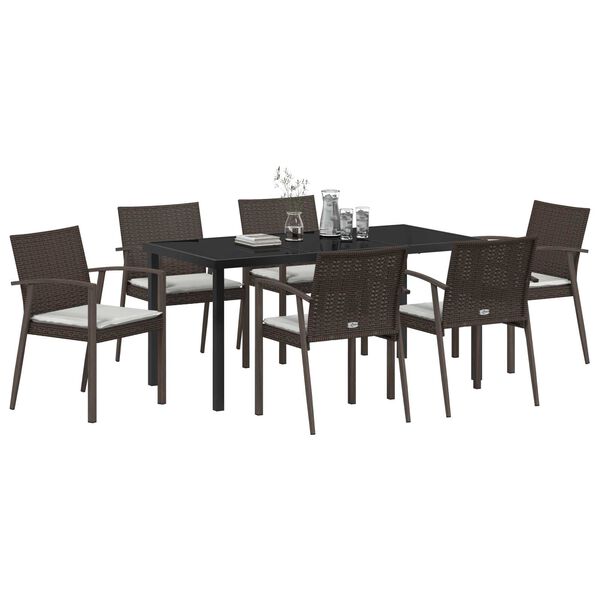 vidaXL Ensemble de salle &agrave; manger pour jardin 7 pcs Marron et Noir