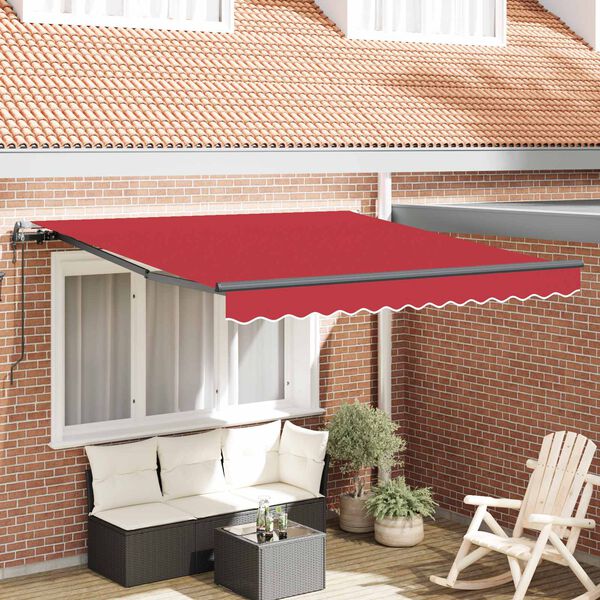 vidaXL Auvent R&eacute;tractable Rouge 300 x 250 cm Tissu et Aluminium