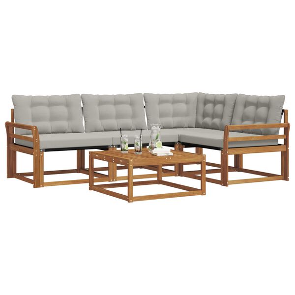 vidaXL Ensemble de canap&eacute;s d'ext&eacute;rieur 5 pcs Gris Naturel et Clair