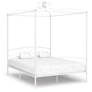 vidaXL Cadre de lit &agrave; baldaquin sans matelas blanc m&eacute;tal 180x200 cm