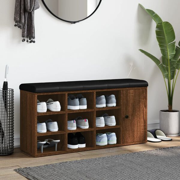 vidaXL Banc &agrave; chaussures ch&ecirc;ne marron 102x32x50 cm bois d'ing&eacute;nierie