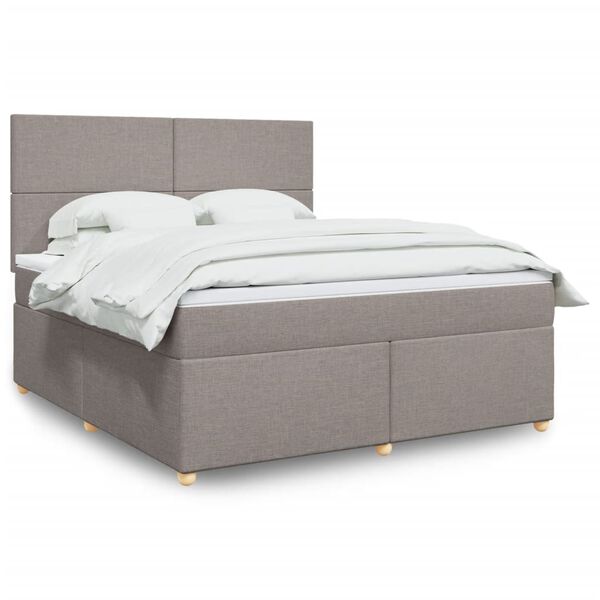 vidaXL Sommier &agrave; lattes de lit avec matelas Taupe 180x200 cm Tissu