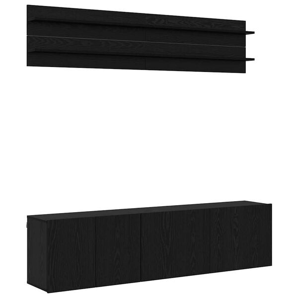 vidaXL Unites TV Montage mural 6 pcs Ch&ecirc;ne noir Bois d'ing&eacute;nierie