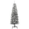 vidaXL Sapin de No&euml;l artificiel mince avec neige floqu&eacute;e 150 cm PVC/PE