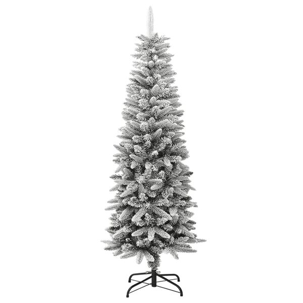 vidaXL Sapin de No&euml;l artificiel mince avec neige floqu&eacute;e 150 cm PVC/PE