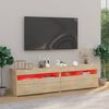 vidaXL Meubles TV 2 pcs avec lumi&egrave;res LED Ch&ecirc;ne sonoma 75x35x40 cm