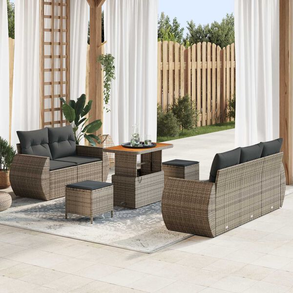 vidaXL Ensemble de canap&eacute; de jardin 8 pcs Gris polyrotin