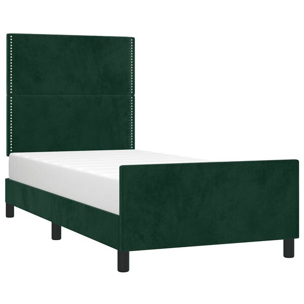 vidaXL Cadre de lit sans matelas vert fonc&eacute; 90x190 cm velours