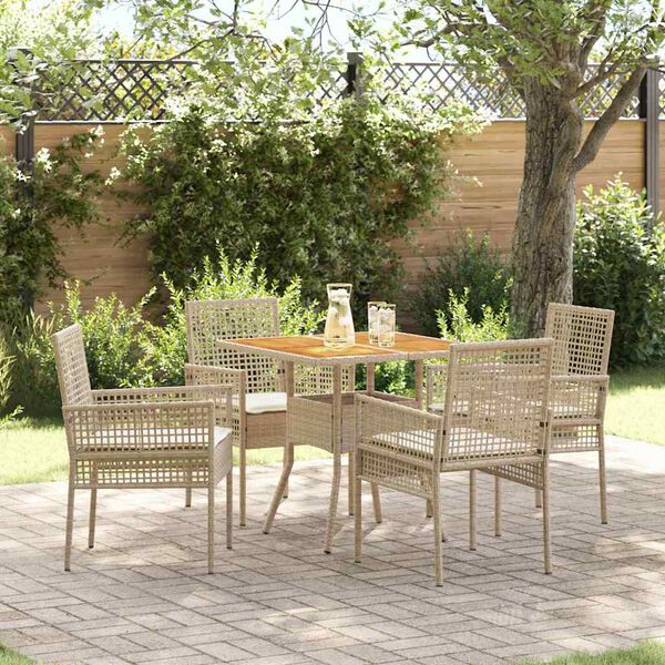 vidaXL Ensemble de salle &agrave; manger pour jardin 5 pcs Beige polyrotin