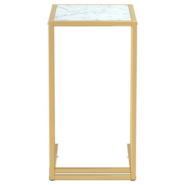 vidaXL Table d'appoint ordinateur Marbre blanc 50x35x65cm Verre tremp&eacute;
